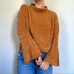 Cute teal fall sweater with bell sleeves